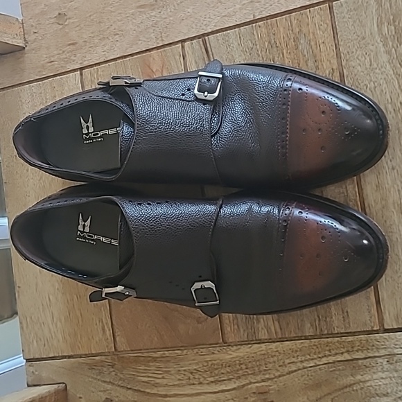 MORESCHI leather oxford double buckle flap dress shoes - Picture 2 of 9